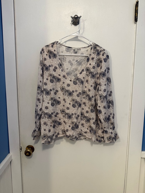 Lucky Brand Tops - Lucky Brand Boho Peasant Cottage Long Sleeve Blouse V Neck Sz XL